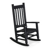 VINGLI Outdoor Child’s Rocking Chair, All Weather Wooden Rocking Chair with High Backrest, Patio Rocker for Garden, Yard, Balcony, Wooden Rocker for 3-9 Years Old, Black VINGLI