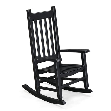 VINGLI Outdoor Child’s Rocking Chair, All Weather Wooden Rocking Chair with High Backrest, Patio Rocker for Garden, Yard, Balcony, Wooden Rocker for 3-9 Years Old, Black VINGLI