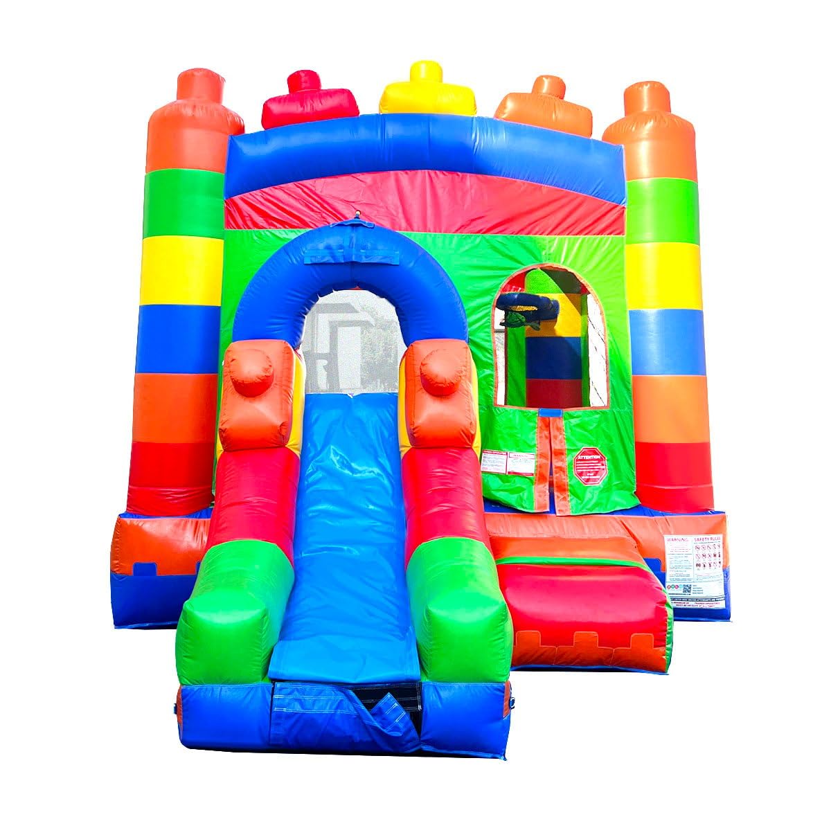 Inflatable Bounce House with Slide for Kids - 26.5 x 12 x 14.5 Foot Backyard Building Block Combo Bouncer with Water Pool, Outdoor Jumpers - Includes Blower, Anchor Stakes, and Storage Bag Pogo Bounce House