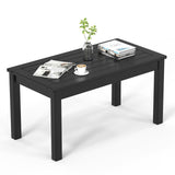 VINGLI Outdoor Coffee Table, HDPE Patio Coffee Table for Outside, All-Weather Rectangle Coffee Table for Deck, Garden, Balcony, Porch, Indoor & Outdoor Use (Black) VINGLI