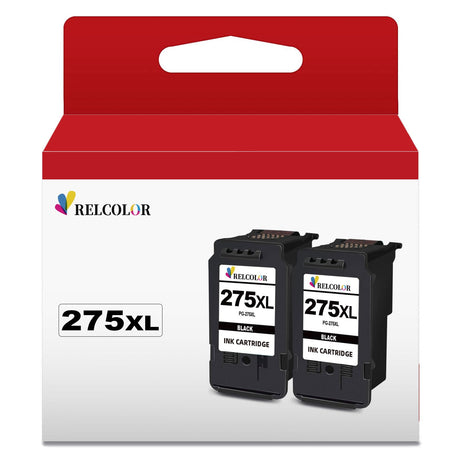 Relcolor Remanufactured Ink Cartridge Replacement for Canon 275XL (Black 2-Pack) 275 PG-275 XL PG275 Compatible with TS3500 TS3520 TS3522 TR4720 TR4700 TR4722 Printers,Cannon 275 Black Ink Relcolor