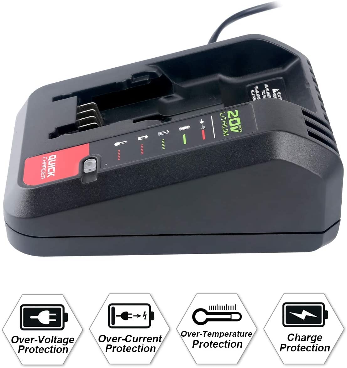 PCC692L 20V MAX Lithium Battery Charger Replacement for Porter-Cable 20V Lithium Battery PCC685L PCC680L PCC681L PCC682L Black Decker LCS1620 20V Lithium Battery LBXR20 LBX4020 Gonocop