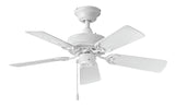 Hinkley Cabana 36" Indoor/Outdoor Dual Mount Ceiling Fan with Remote - Pull Chain Operation, Composite Fan Blades - Appliance White Hinkley