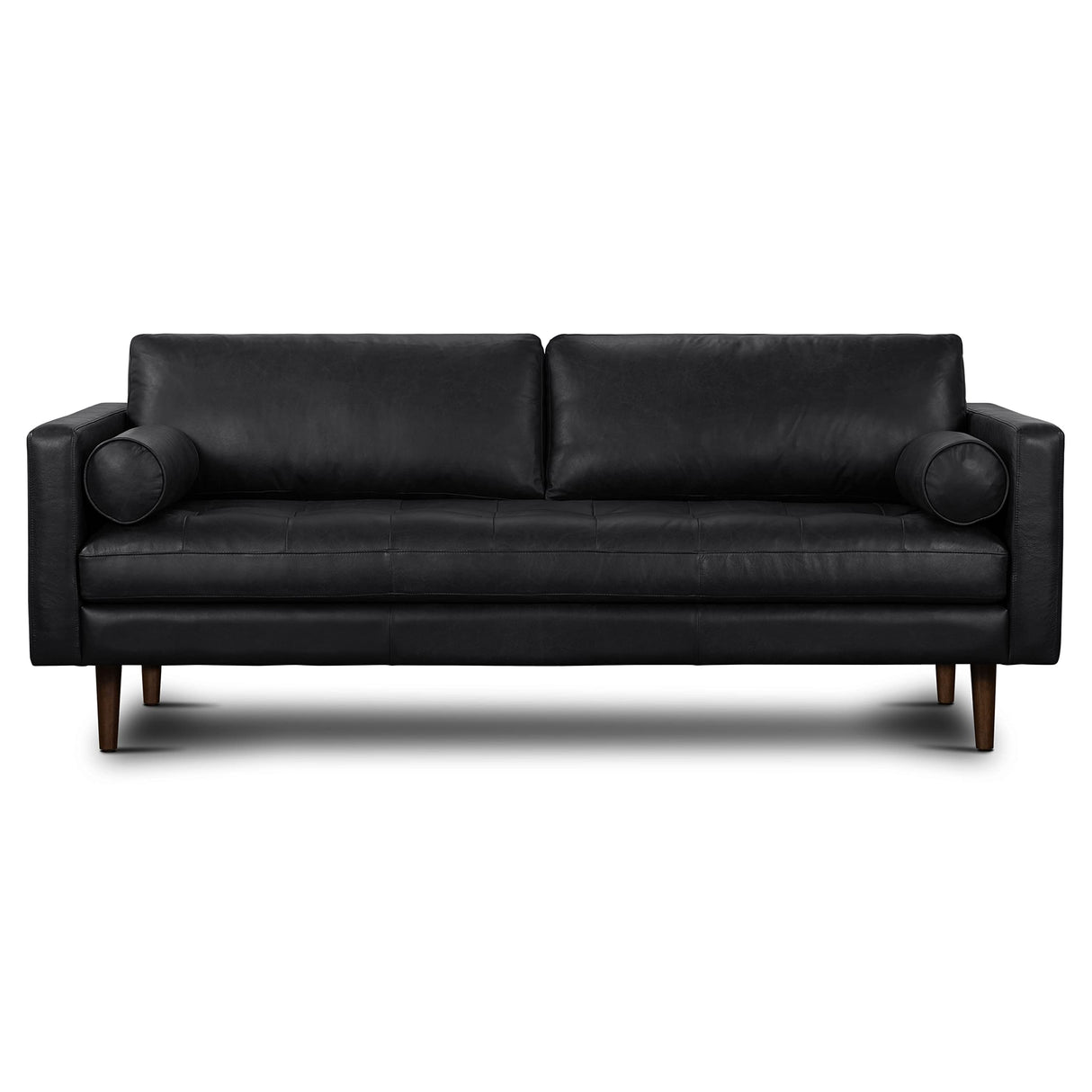 POLY & BARK Napa 88.5” Sofa in Full-Grain Semi-Aniline Italian Tanned Leather, Onyx Black POLY & BARK