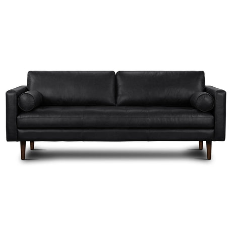 POLY & BARK Napa 88.5” Sofa in Full-Grain Semi-Aniline Italian Tanned Leather, Onyx Black POLY & BARK