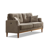 SoarTalent 56.7" Loveseat Sofa Small Couch Fabric Upholstered 2-Seat Sofa with USB Port for Small Place, Apartment, Living Room,Office(Light Grey) SoarTalent