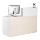 VEVOR Reception Desk, 55 Inch Rectangular Front Counter Table, Office Reception Counter with Lockable Drawer and Storage Cabinet, for Checkout, Lobby, Beauty Salon and Office, Natural VEVOR