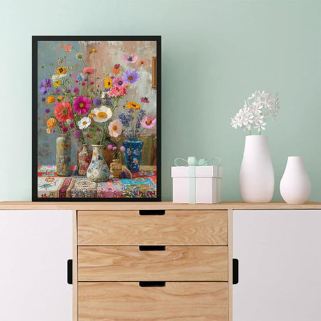 Eiazuiks Diamond Painting Kits for Adults, Colorful Flowers 5D DIY Diamond Art Kits Full Drill Diamond Dots for Gift Wall Decor and Relaxation Gem Arts 12x16 inch Eiazuiks