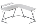 SHW Vista L-Shape Desk with Monitor Stand, White SHW