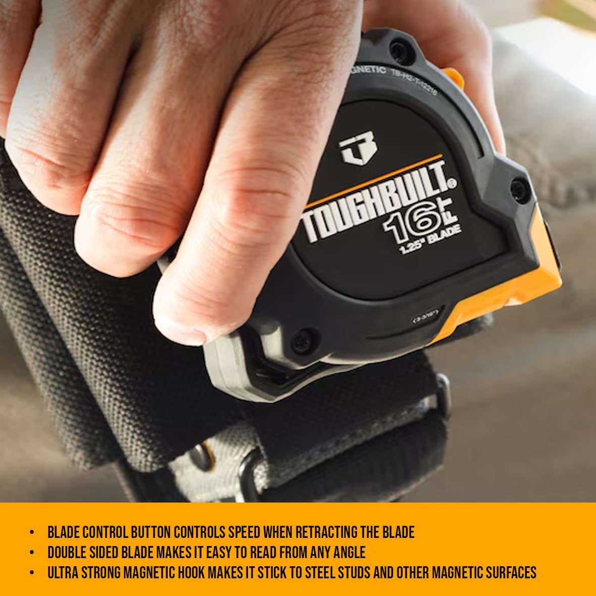 ToughBuilt 16' ProBlade™ Tape Measure with Blade Control | 1.25" Width Blade with Double Sided | TB-H2-T-12216 ToughBuilt