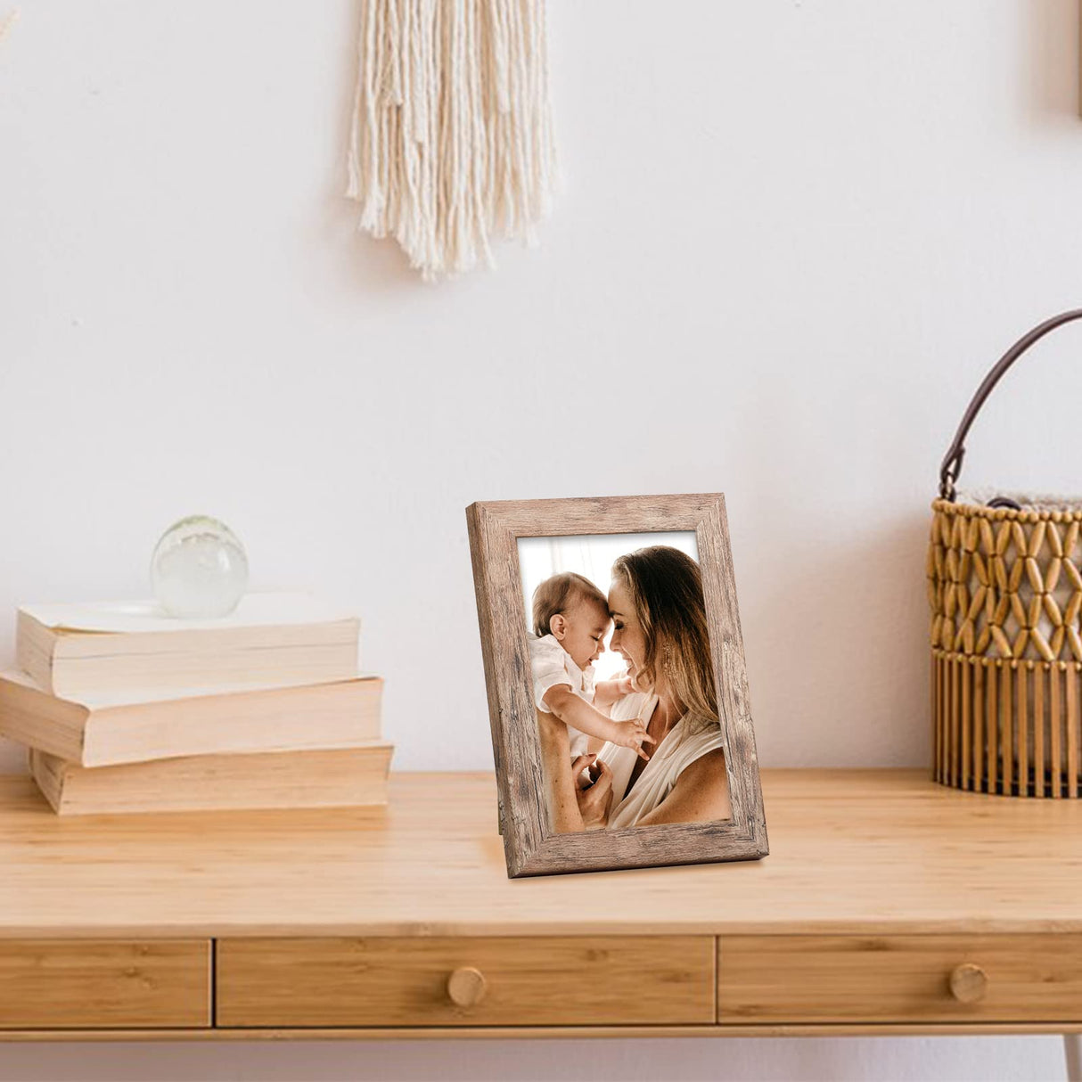 TOFOREVO Picture Frames 4x6 Set of 2 Rustic Wood Grain Photo Frame for Gallery Wall Mounting or Tabletop Display TOFOREVO