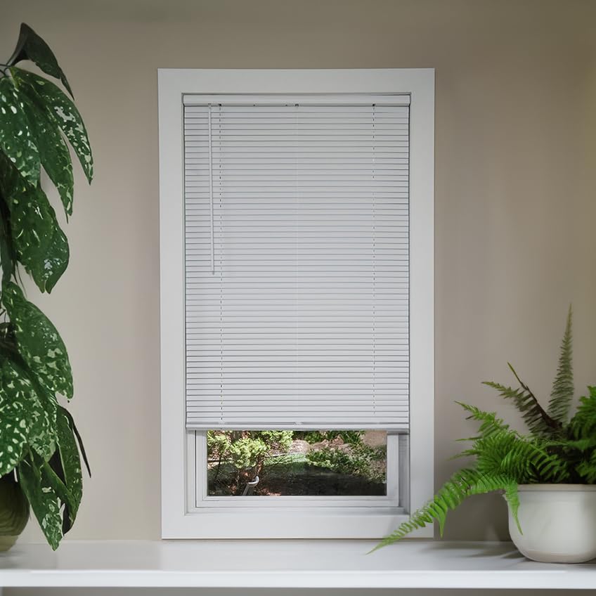 Cordless Room Darkening Mini Blinds for Indoor Windows - 28" W x 36" L - White, Over 1,400 Custom Sizes Starting at 9.97, 1" Vinyl Slats, Horizontal Window Blinds by Lumino Lumino