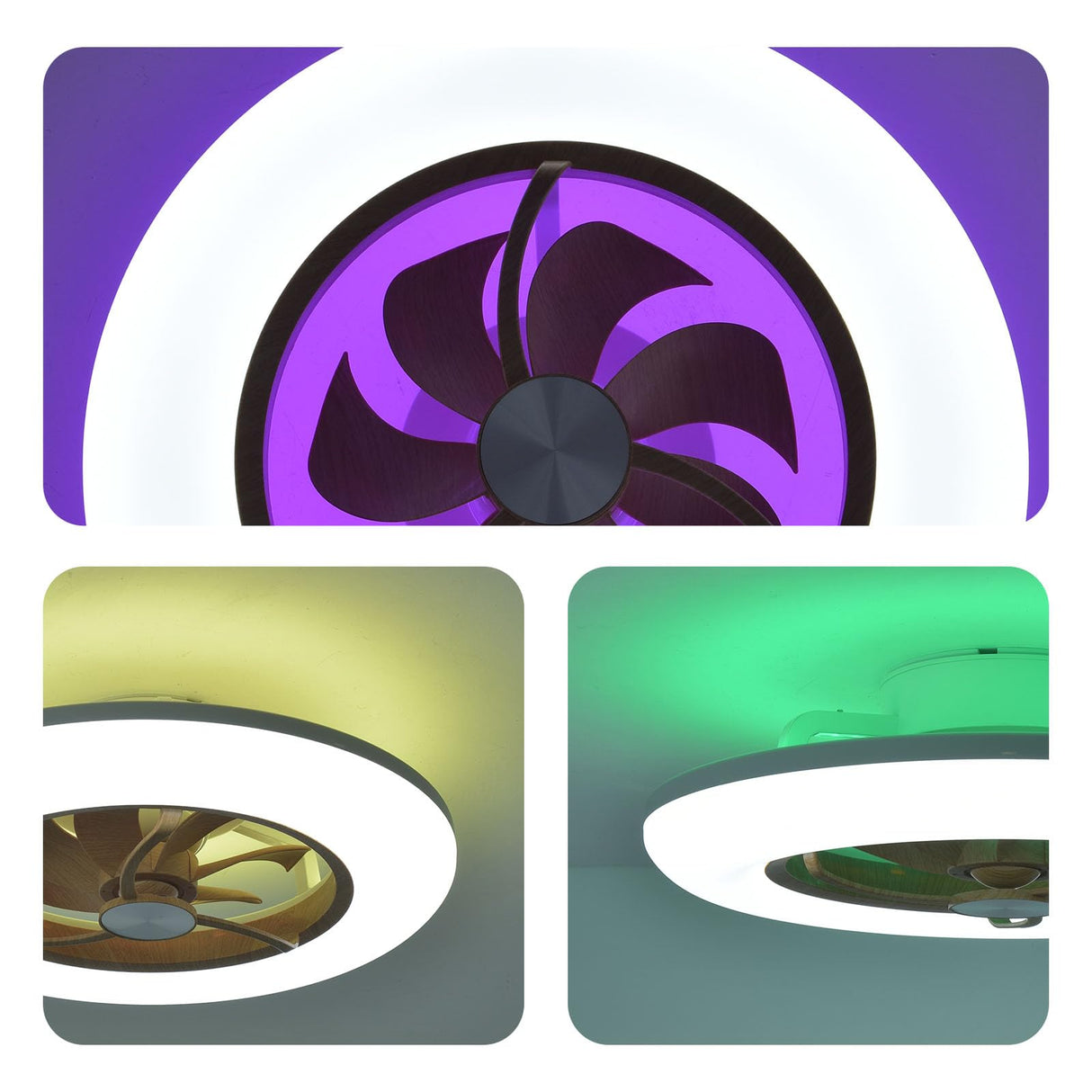 Orison Ceiling Fans with Lights and Remote- 22.4 in Smart Low Profile Bladeless Ceiling Fans with Alexa/Google Assistant/App Control 6 Speed Color Changing Ceiling Fan LED-RGB Back Ambient Light Orison