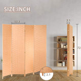 Room Dividers and Folding Privacy Screens 4 Panel 6 ft Foldable Portable Room Seperating Divider, Handwork Wood Mesh Woven Design Room Divider Wall, Room Partitions and Dividers Freestanding, Natural Dkeli