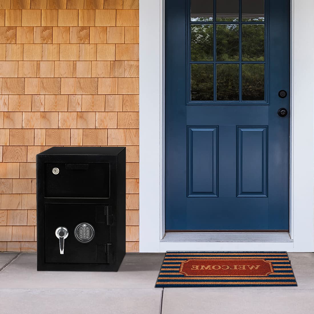 Greenvelly 80LBS Depository Safe with Drop Slot, 2.6 Cub Anti-Theft Cash Drop Safe with Electronic Lock for Home, Fire Proof Heavy-Duty Drop Box Waterproof, Depository Safe Box for Office Hotel 2 Keys Greenvelly