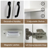 NewBeth 71" Tall Pantry Cabinet/Storage Cabinet, Wood Cupboard with 2 Door and 3 Adjustable Shelves for Kitchen, Dining Room, Living Room, Bathroom (Style 2) NewBeth