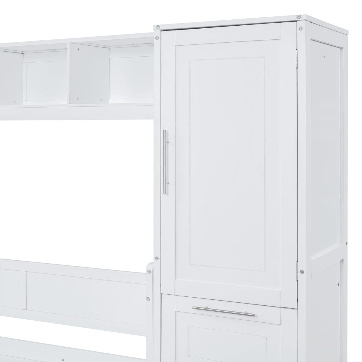 Ball & Cast Full Size Murphy Bed Wall Platform Bedframe with Closet and Storage Drawers,Wood Cabinet Chest can be Folded,Easy Assembly,for Kids Bedroom,Student Dorms,White Ball & Cast