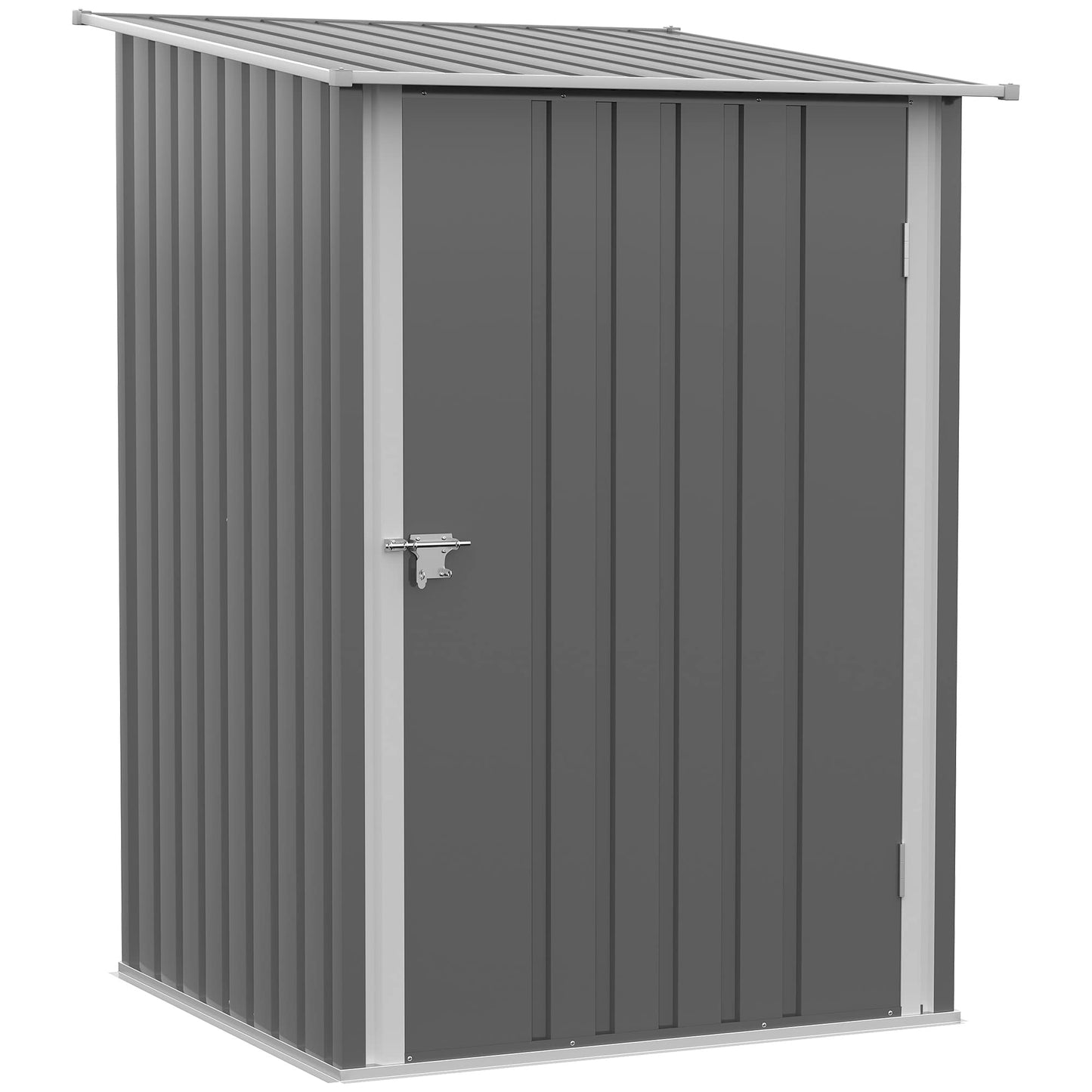 Outsunny 3.3' x 3.4' Outdoor Storage Shed, Galvanized Metal Utility Garden Tool House, Lockable Door for Backyard, Bike, Patio, Garage, Lawn, Gray