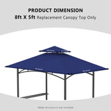 Grill Gazebo Replacement Canopy Top Only - 5' x 8' Outdoor BBQ Gazebo Canopy Roof, Waterproof Double Tiered Shelter Cover Fit for Model L-GG001PST-F Iheqard