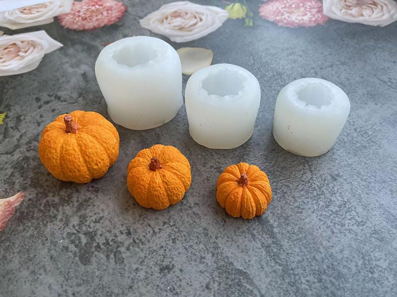 LSLEVA 4 Pack Halloween Candle Molds, Multistyle Size Pumpkin Silicone Molds and Maple Leaf Mold for Candle Making Resin Soap Casting, 3D Creative Molds for All Saints' Day Thanksgiving Gifts LSLEVA
