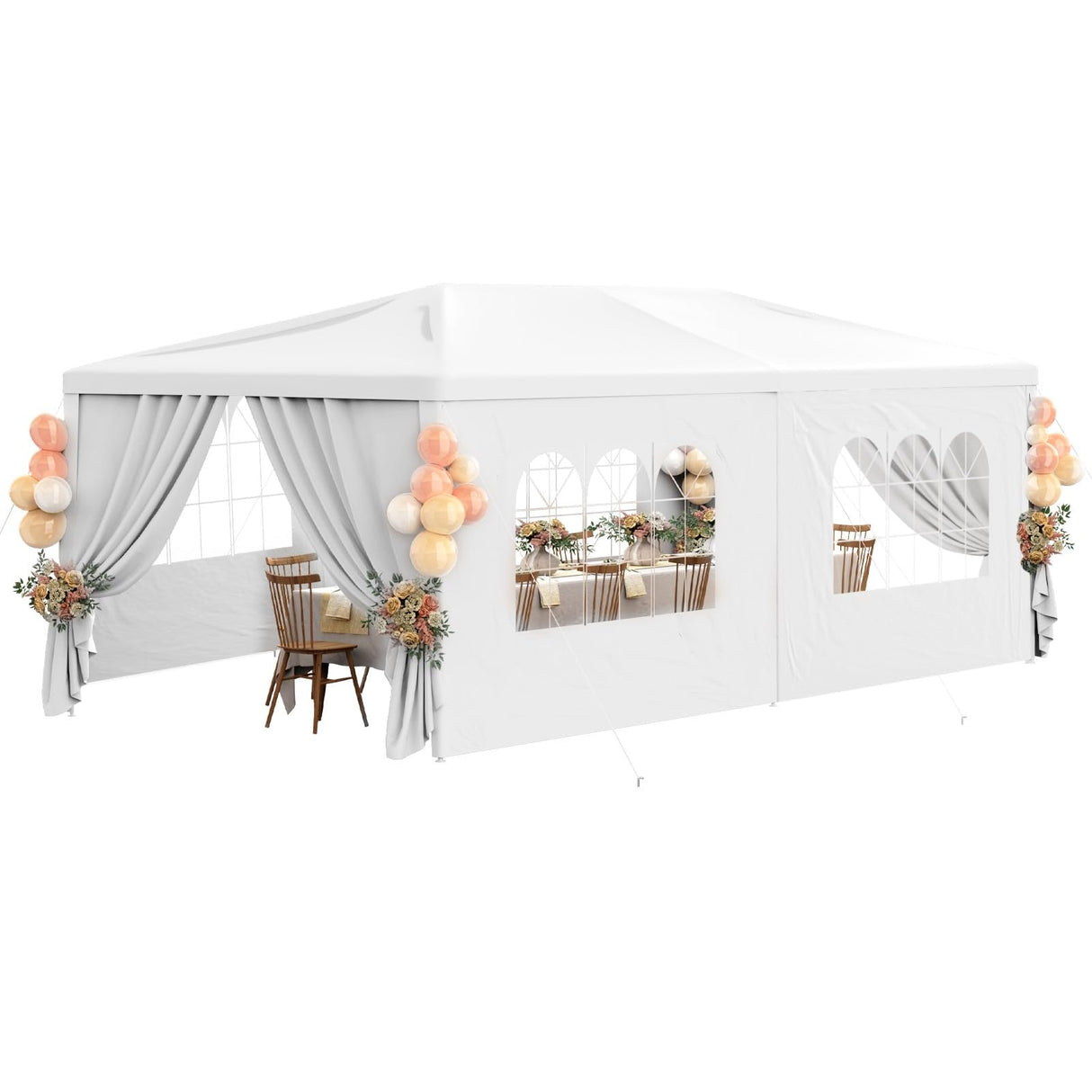 10x20FT White Party Tent Outdoor Canopy Tent Heavy Duty Wedding Tent Waterproof Patio Gazebo Event Tents for Parties with 6 Removable Sidewalls Perfect for Birthday Holiday Christmas BBQ susici