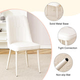 Ebullient White Oval Dining Table Set for 6, 67'' Modern Dining Table Set for 6, Cream White Oval Tabletop with Sleek Ripple Legs, 6 Soft Faux Leather Chairs, Ideal for Dining Room Ebullient