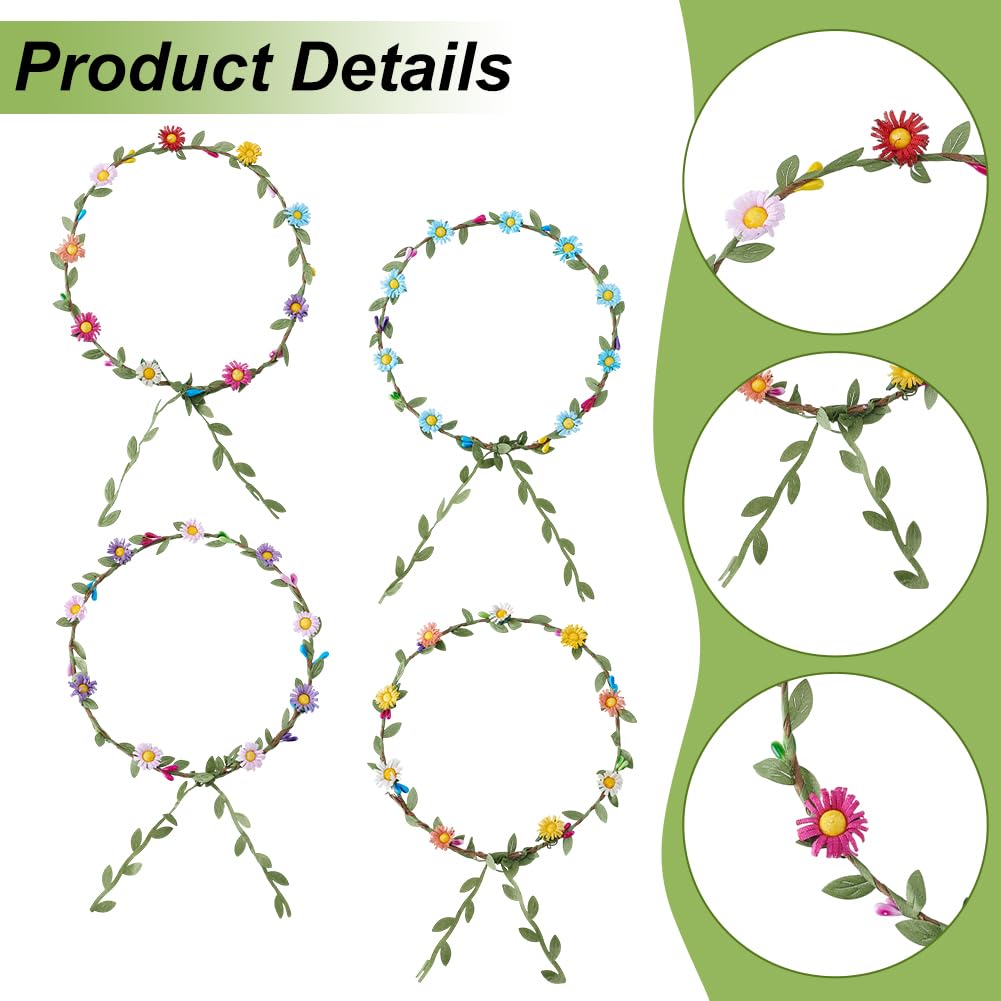 FREEBLOSS 8 Set Flower Crowns DIY Kit Daisy Flower Crown DIY Flower Crowns Headband Making Kit Handmade Floral Hair Accessories for Wedding Birthday Fairy Party Favors DIY Arts and Crafts FREEBLOSS