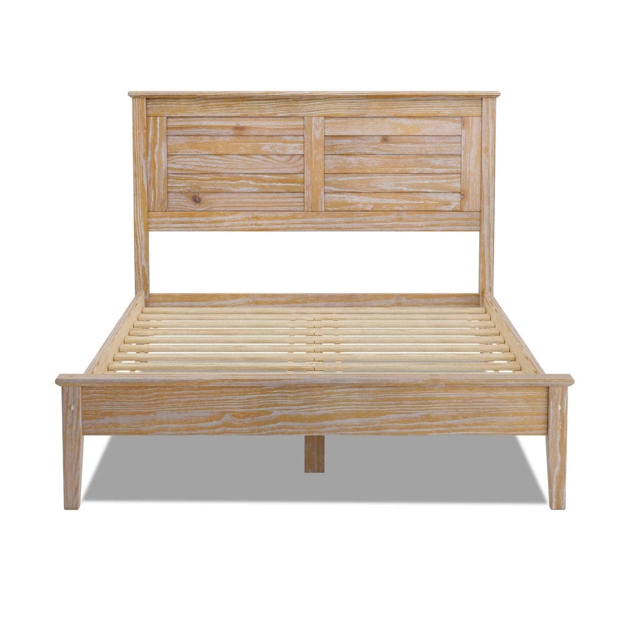 Grain Wood Furniture Greenport Solid Wood Platform Bed, Full Size, Brushed Driftwood