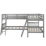 Harper & Bright Designs L Shaped Bunk Bed for 4, Quad Bunk Bed Twin Size, Wooden Bunk Bed Frame for Kids Teens Adults - Gray Harper & Bright Designs