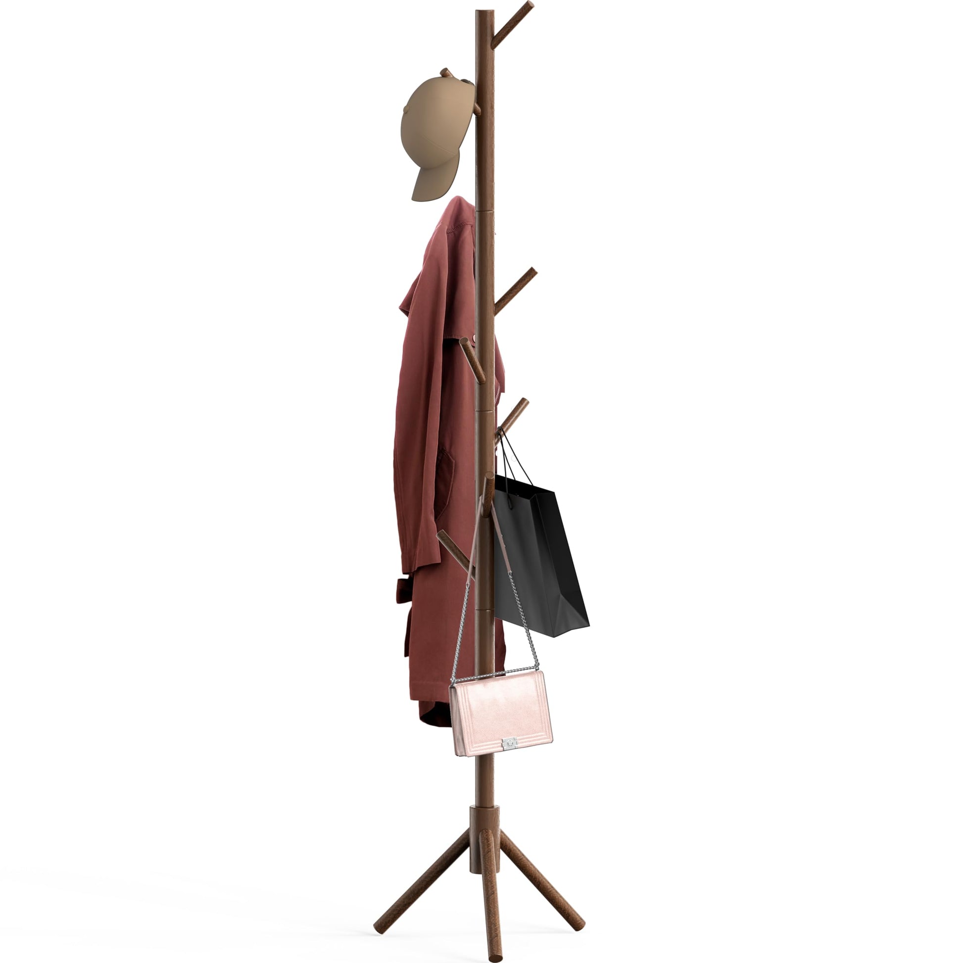 Simple Houseware Wooden Coat Rack Stand Garment Tree Rack, Walnut - WoodArtSupply