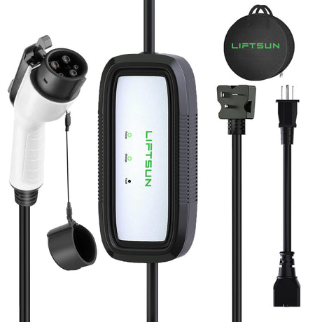 Liftsun Level 1+2 EV Charger, 16 Amp 120V or 240V, Portable Electric Vehicle Charger with 21Ft Charging Cable NEMA 6-20 Plug,Plug-in Home EV Charging Station for SAE J1772 EVs(Tesla Need Adapter) Liftsun