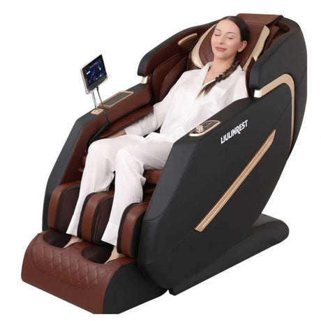 LIULINREST 2025 4D Massage Chair Full Body, Zero Gravity Massage Chair with SL-Track & Heating, Massage Shiatsu Recliner Chair with Smart Voice Control, Touchable Screen, Airbags, Foot Rollers (Brown) LIULINREST