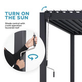 MIRADOR 111S Louvered Pergola Gazebo, 10Ft x 20Ft, Full Aluminum Frame, Adjustable Roof, Outdoor, Durable, White MIRADOR