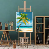 Natuyalo Paint by Numbers Kit for Adults Beginner, Coconut Tree Adult Paint by Number Kits on Canvas, Beach View DIY Acrylic Paint by Number for Adults for Home Decor Gift 16x20 Inch Natuyalo