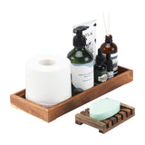 Farmhouse Wooden Vanity Tray Small Rectangle, Rustic Bathroom Tray Bathroom Organizer, Cosmetics Holder for Tissue Towel Jewelry Ring Dish Dresser Perfume, Decor Box (Brown, 4.8" W11.5 Lx1.2 H) RAIKEDR