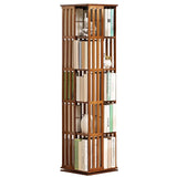 SUZEPER 5 Tier 360° Rotating Bookshelf,Bamboo Bookshelf Floor Standing Storage Rack,Wood Narrow Book Shelf Organizer for Living Room Study Room Office(37x37x149cm(15x15x59inch), Walnut) SUZEPER