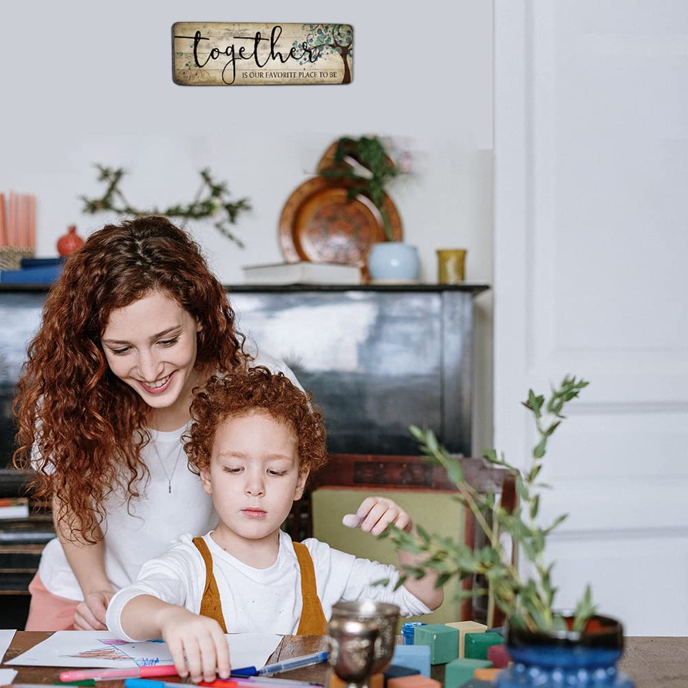 Family Wall Art Decor Inspirational Quotes Wall Hanging Sign-Together is Our Favorite Place to Be-Motivational Home Wall Art Decor Wood Plaque Sign 16"x5" SAC SMARTEN ARTS