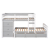 Bunk Bed Twin Over Twin with 6 Storage Drawers, Solid Wood Bunk Beds with Guardrails and Ladders for Kids Boys Girls Teens, No Box Spring Needed (Twin Over Twin Bunk Beds, Gray) Harper & Bright Designs