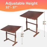 Falling in Art Wooden Drafting Table and Stool Set, Walnut 30" x 42" Adjustable Height and Angle Solid Wood Drawing Desk for Adults, Artist Craft Table for Painting Artwork, Reading, and Writing Falling in Art