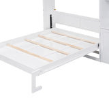 GDFStudio Boden Full Size Murphy Bed, Full Size Murphy Bed with Shelves and Cabinet, Wooden Frame, Folding as Storage Shelves and Cabinet, Space Saving Design for Apartment Dorm Bedroom, 600lbs White GDFStudio