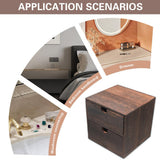 2-Drawer Desk Organizer Rustic Wooden Drawer Organizer for Storing Small Items Wood Countertop Drawer Organizers Storage Drawers for Desk Heavy Carbonization Farmhouse Storage Box (7 x 7in) KeaJuidy