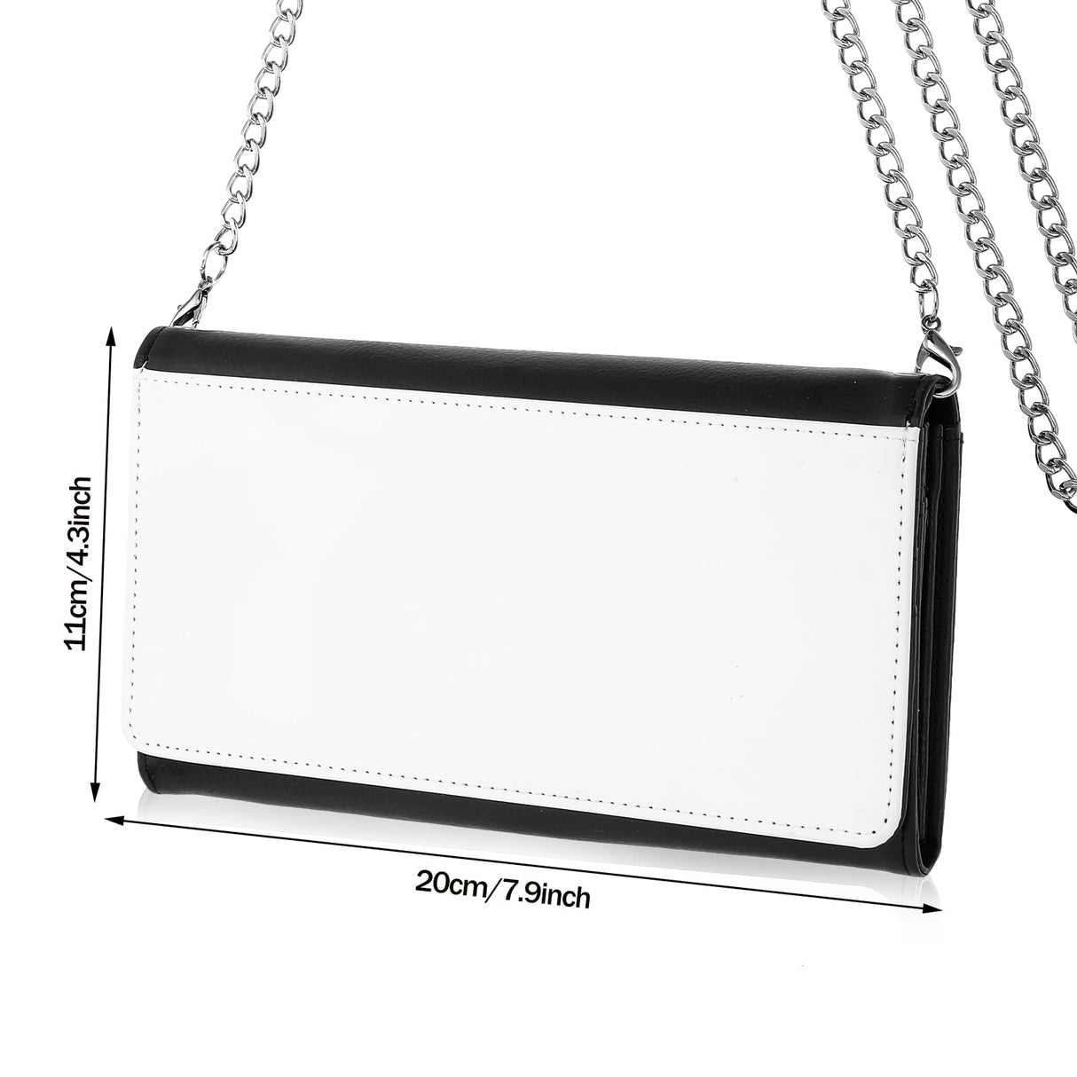 Saintrygo Sublimation Blank White Wallet with Chain Blank DIY Craft Bag Heat Transfer Pencil Pouch Faux Leather Makeup Bag Saintrygo