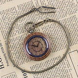 Tiong Wooden Pocket Watches for Men Handmade Bamboo with Chain Analog Quartz Wood Pocket Watch Father's Day Gifts for Dad(Dark Brown) Tiong