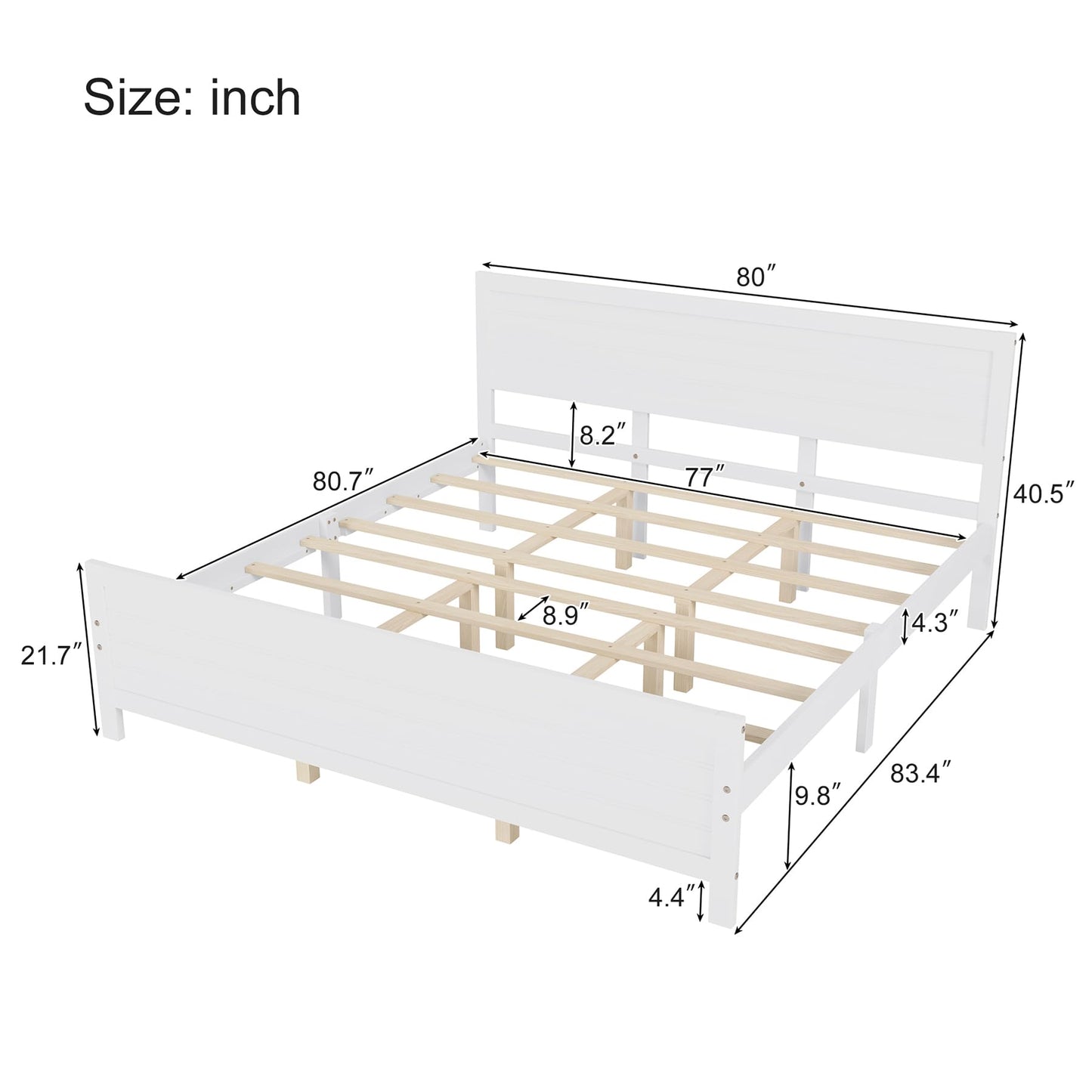 Dolonm White King Size Platform Bed Frame with Rustic Headboard and Under-Bed Storage - WoodArtSupply