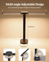 LED Desk Lamps for Home Office, 14W Double Swing Arm LED Desk Lamp with USB Charging Port, Eye-Caring Architect Task Lamp, Desktop Lamp with Night Light Table Light for Work Study Craft with Adapter hukunos