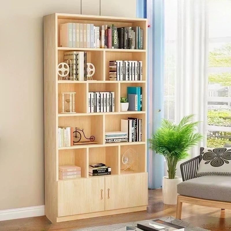 CraftThink Modern Natural Wood Bookcase - Stylish 39" L x 12" W x 84" H Bookshelf for Home Office Storage - WoodArtSupply