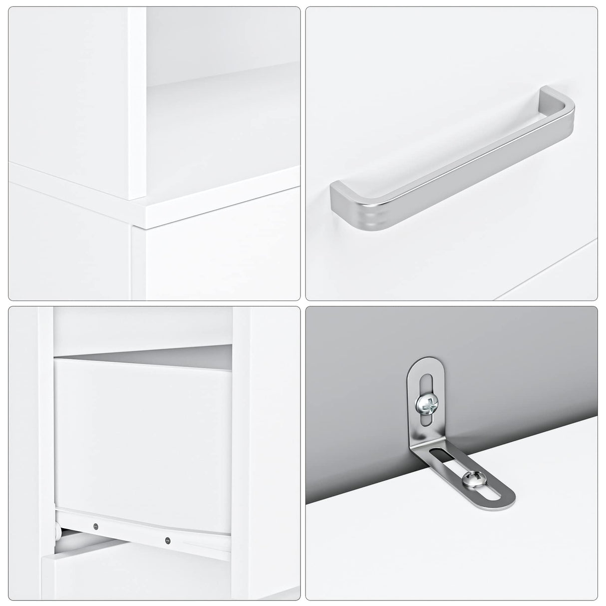 FOTOSOK 71-Inch Tall White Storage Cabinet with 3 Drawers and 3 Open Shelves FOTOSOK