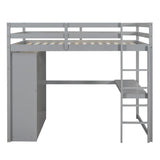 Harper & Bright Designs Full Size Grey Loft Bed with Wardrobe, Desk, and Storage Solutions Harper & Bright Designs