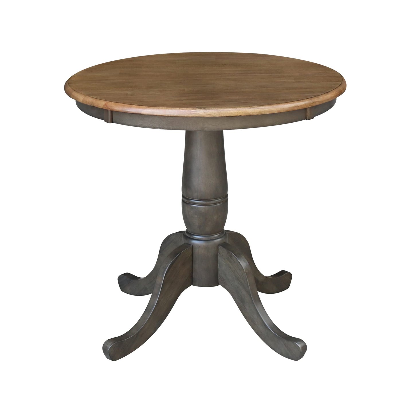 IC International Concepts Round Top Pedestal Dining Table, Hickory/Washed Coal