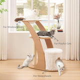 beeNbkks Cat Tree for Large Cats, Modern Tall Cat Tower for Indoor Cats, Cat Tree Tower with Cat Condo Scratching Post and Perch Hammock Bed, Luxury Wood Cat Ladder Furniture for Multiple Cats Kittens beeNbkks
